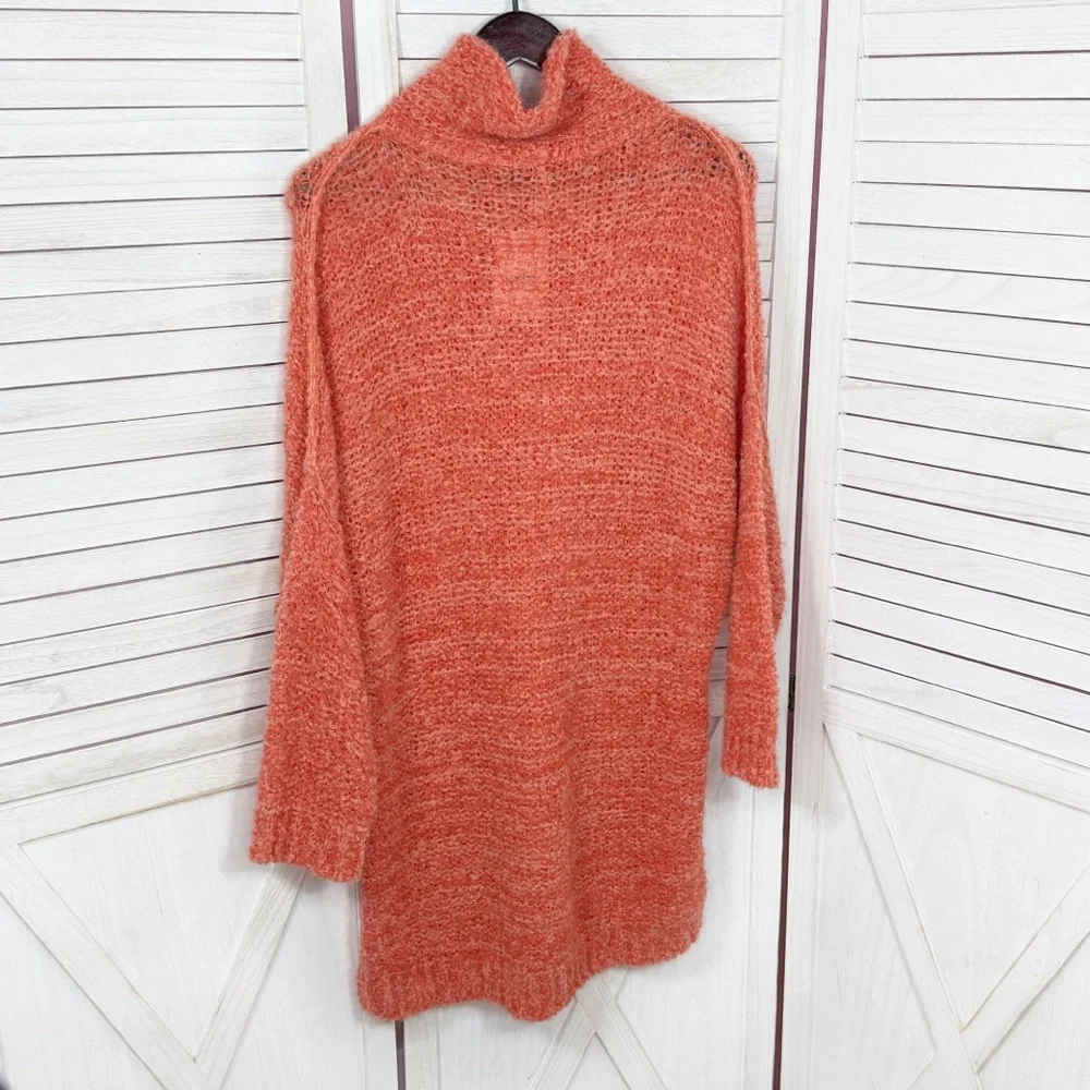 Free People She's All That Alpaca Knit Funnel Neck Tunic Sweater Orange XS‎